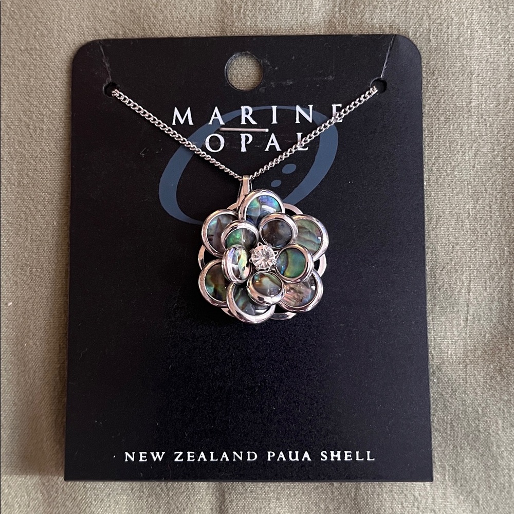 Marine Opal Paua Shell Pendant Necklace